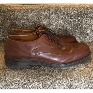 CLARKS‎ Oxford 36793 Brown Leather Mens Dress Shoes Size 11 M Made in Italy